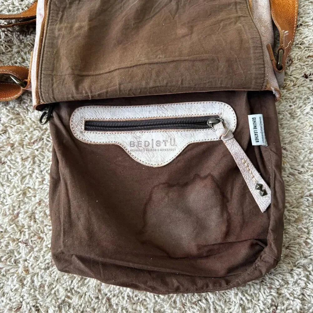 BED STU Venice Beach Leather Buckled Crossbody Purse Nectar Lux Tan Rustic